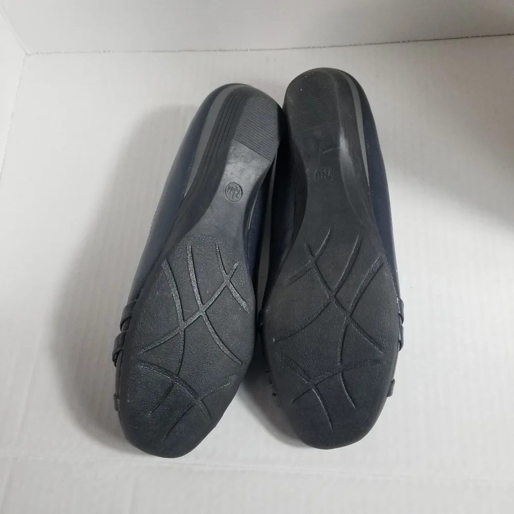 MARBELLA BLUE SLIP-ONS SIZE 7.5 M WITH SMALL WEDGE
